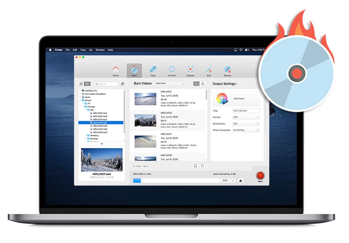 What types of files can you burn to disc